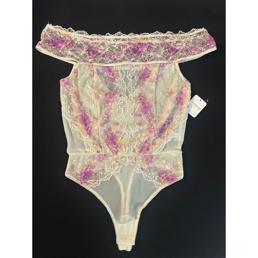 $88 Free People Intimately Lace Off Shoulder Bodysuit